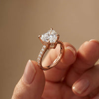 4.58 Ct Heart Moissanite Hidden Halo Engagement Ring