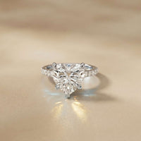 4.58 Ct Heart Moissanite Hidden Halo Engagement Ring