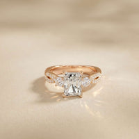2.78 Ct Emerald Moissanite Pavé Rope Engagement Ring