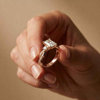 2.78 Ct Emerald Moissanite Pavé Rope Engagement Ring