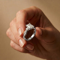 2.78 Ct Emerald Moissanite Pavé Rope Engagement Ring