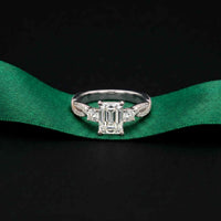 2.78 Ct Emerald Moissanite Pavé Rope Engagement Ring