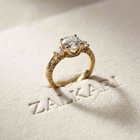 2.80 Ct Round Moissanite Vintage Milgrain Engagement Ring Gold