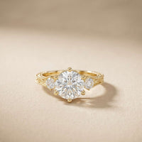 2.80 Ct Round Moissanite Vintage Milgrain Engagement Ring Gold