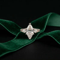 2.80 Ct Marquise Moissanite Vintage-Inspired Engagement Ring White