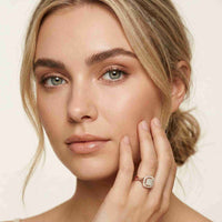 0.49 Ct Round Moissanite Halo Style Engagement Ring
