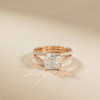2.14 Ct Asscher Moissanite Hidden Halo Engagement Ring
