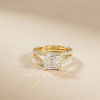 2.14 Ct Asscher Moissanite Hidden Halo Engagement Ring