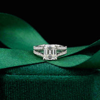 2.14 Ct Asscher Moissanite Hidden Halo Engagement Ring