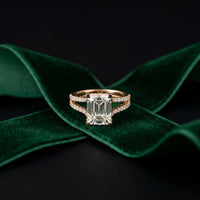 2.06 Ct Emerald Moissanite Solitaire Engagement Ring