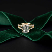 2.06 Ct Emerald Moissanite Solitaire Engagement Ring