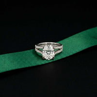 2.14 Ct Oval Moissanite Secret Halo Engagement Ring