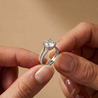 2.14 Ct Oval Moissanite Secret Halo Engagement Ring