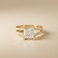 2.13 Ct Princess Moissanite Pavé Engagement Ring
