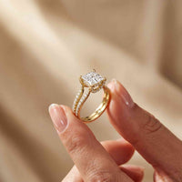 2.13 Ct Princess Moissanite Pavé Engagement Ring