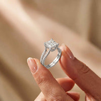2.13 Ct Princess Moissanite Pavé Engagement Ring
