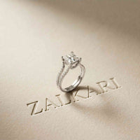 2.13 Ct Princess Moissanite Pavé Engagement Ring