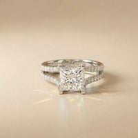 2.13 Ct Princess Moissanite Pavé Engagement Ring