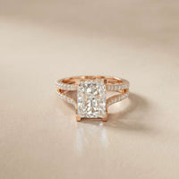 2.01 Ct Radiant Moissanite Dainty Pavé Engagement Ring