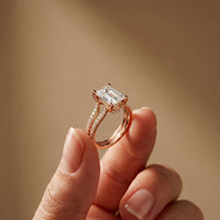 2.01 Ct Radiant Moissanite Dainty Pavé Engagement Ring