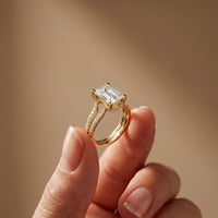2.01 Ct Radiant Moissanite Dainty Pavé Engagement Ring