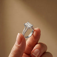 2.01 Ct Radiant Moissanite Dainty Pavé Engagement Ring