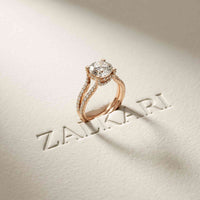 2.14 Ct Round Moissanite Pavé Split Shank Engagement Ring