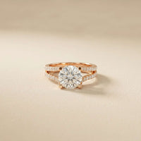 2.14 Ct Round Moissanite Pavé Split Shank Engagement Ring