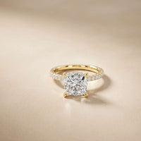 3.37 Ct Cushion Moissanite Double Hidden Halo Engagement Ring