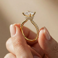 3.37 Ct Cushion Moissanite Double Hidden Halo Engagement Ring