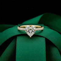 3.73 Ct Heart Moissanite Discreet Halo Engagement Ring