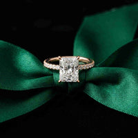3.76 Ct Radiant Moissanite Pavé Engagement Ring