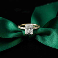 3.76 Ct Radiant Moissanite Pavé Engagement Ring