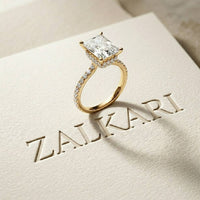3.76 Ct Radiant Moissanite Pavé Engagement Ring