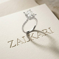 3.76 Ct Radiant Moissanite Pavé Engagement Ring