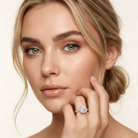 3.74 Ct Round Moissanite Double Hidden Halo Engagement Ring
