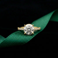 3.74 Ct Round Moissanite Double Hidden Halo Engagement Ring