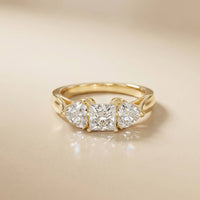 1.27 Ct Princess Moissanite Three Stone Engagement Ring