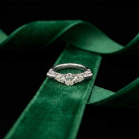 0.75 Ct Pear Moissanite Trilogy Elegance Ring