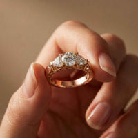 0.76 Ct Round Moissanite Three Stone Promise Ring
