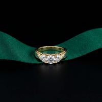 0.76 Ct Round Moissanite Three Stone Promise Ring