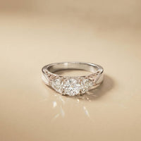 0.76 Ct Round Moissanite Three Stone Promise Ring