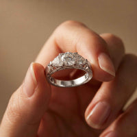 0.76 Ct Round Moissanite Three Stone Promise Ring