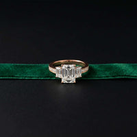 2.27 Ct Emerald Moissanite Classic Trio Ring for Women