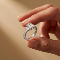 2.27 Ct Emerald Moissanite Classic Trio Ring for Women