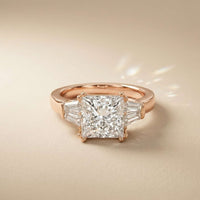 3.93 Ct Princess Moissanit Promise Trilogy Ring for Women