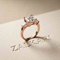 3.93 Ct Princess Moissanit Promise Trilogy Ring for Women