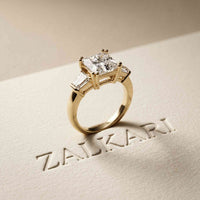 3.93 Ct Princess Moissanit Promise Trilogy Ring for Women