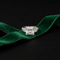 3.93 Ct Princess Moissanit Promise Trilogy Ring for Women