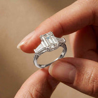 3.15 Ct Princess Moissanite Promise Trilogy Accent Stone Ring